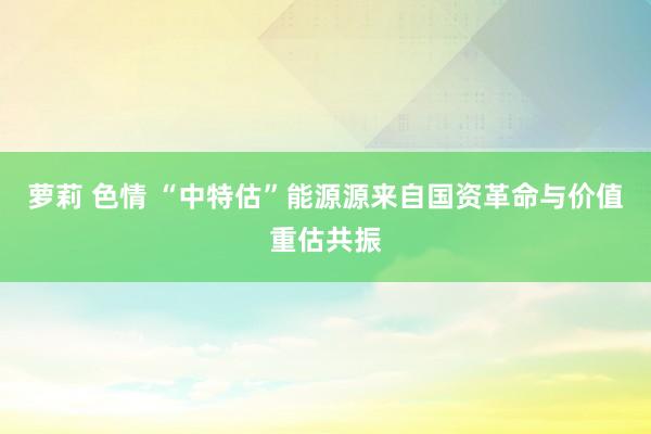 萝莉 色情 “中特估”能源源来自国资革命与价值重估共振